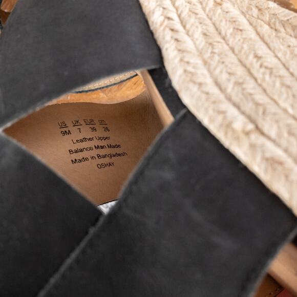 Soul Naturalizer Oshay Wedge Size 9 Black Leather Espadrille Sandal - Picture 7 of 8